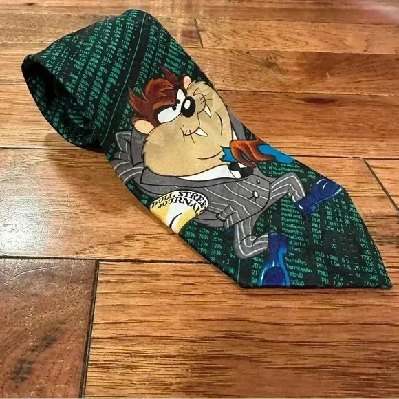 Warner Bros. Other - 1990s Vintage Looney Tunes Taz Stock Market Neck Tie